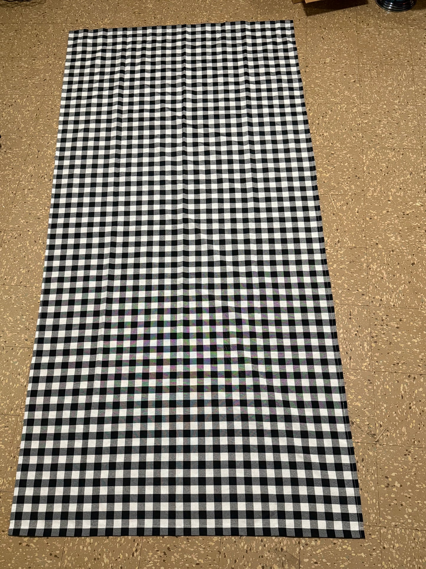 Pair of Black & White Check Curtain Panels