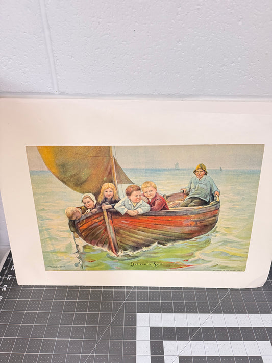 “Out for a Sail” Vintage Art Print