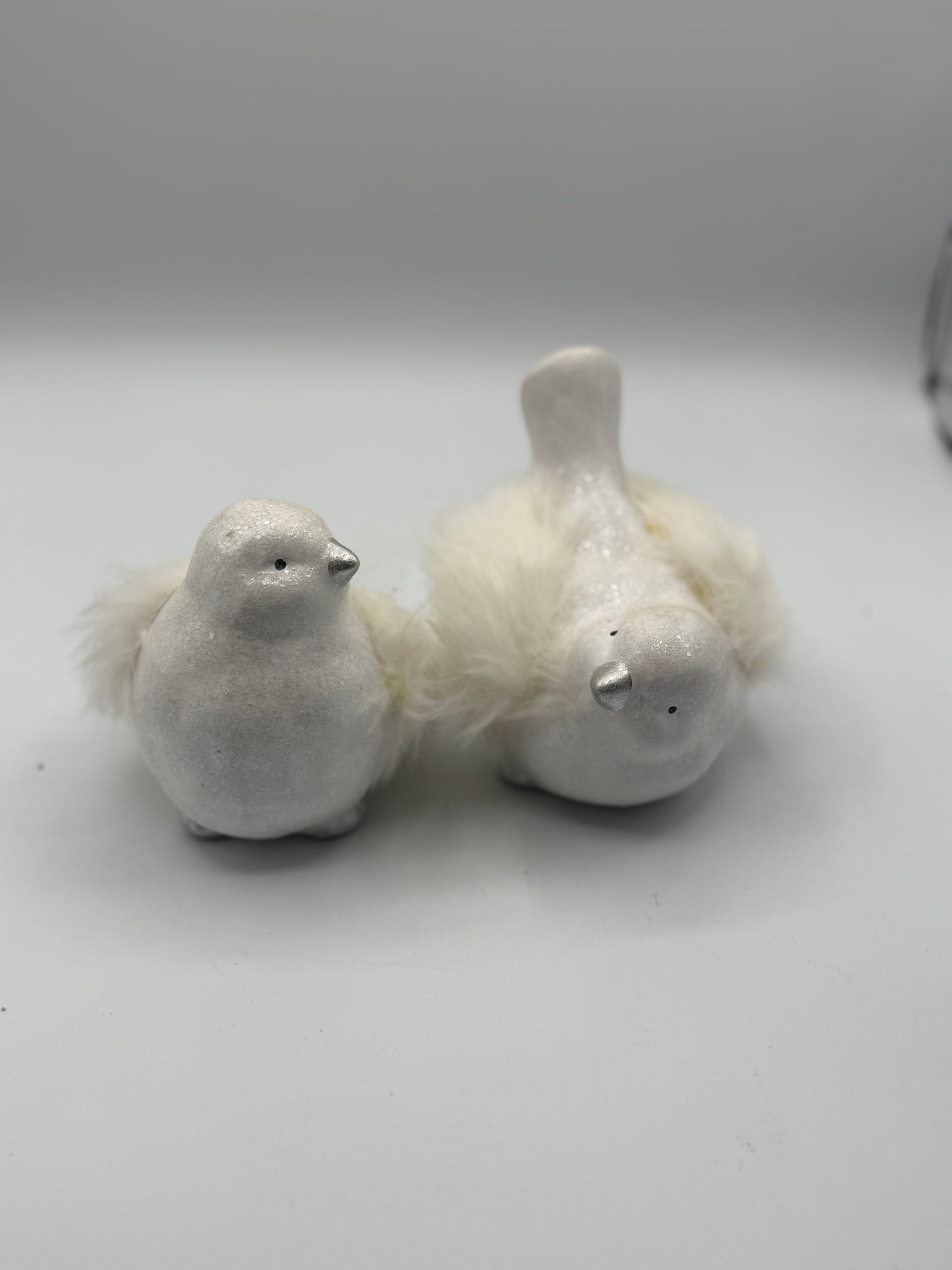 White Furry Birds (Set of 2)