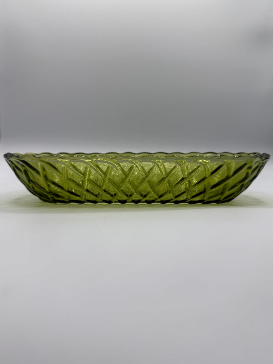 Vintage Indiana Green Glass Celery Dish