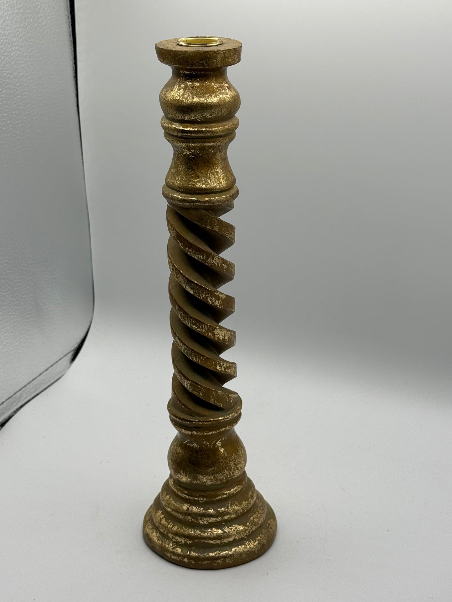 Barley Twist Gold Leaf Candlestick