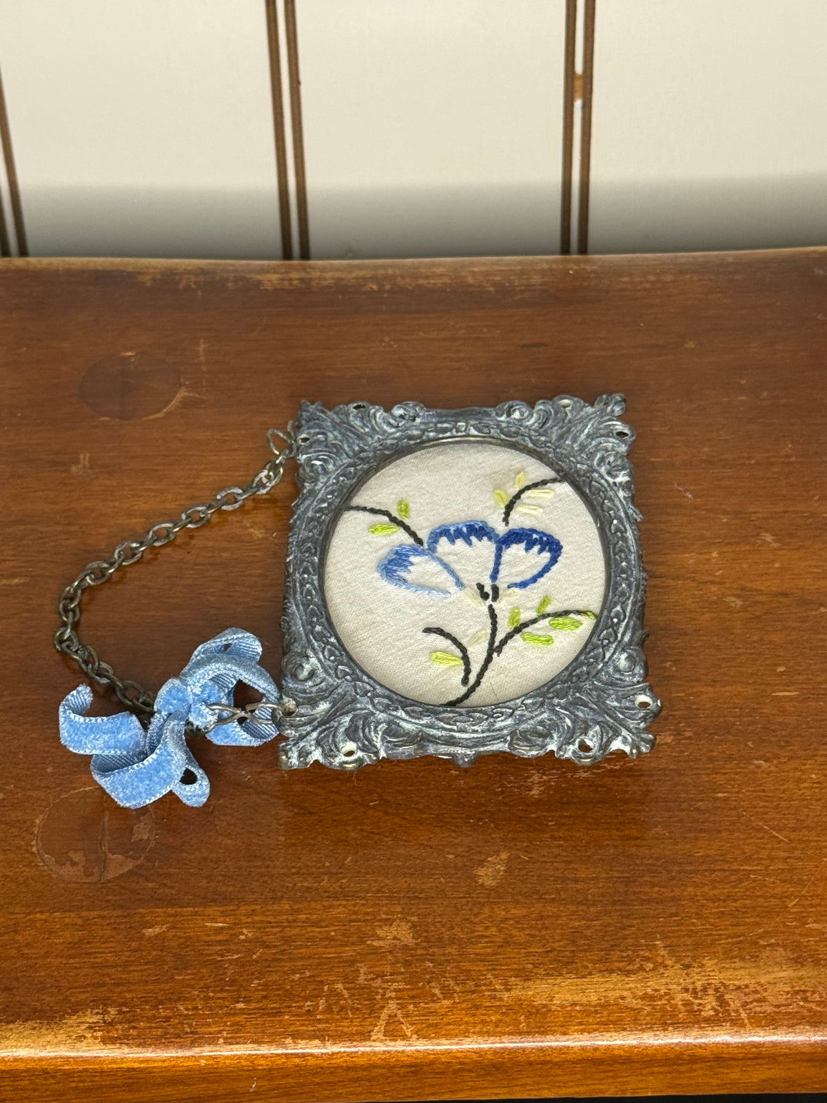 Vintage Silver Framed Embroidery