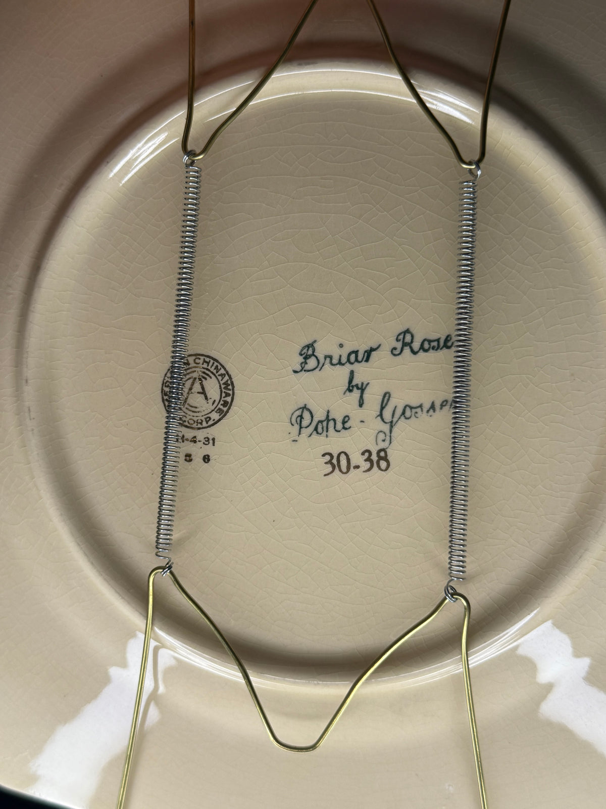 Vintage Briar Rose Plate with Hanger
