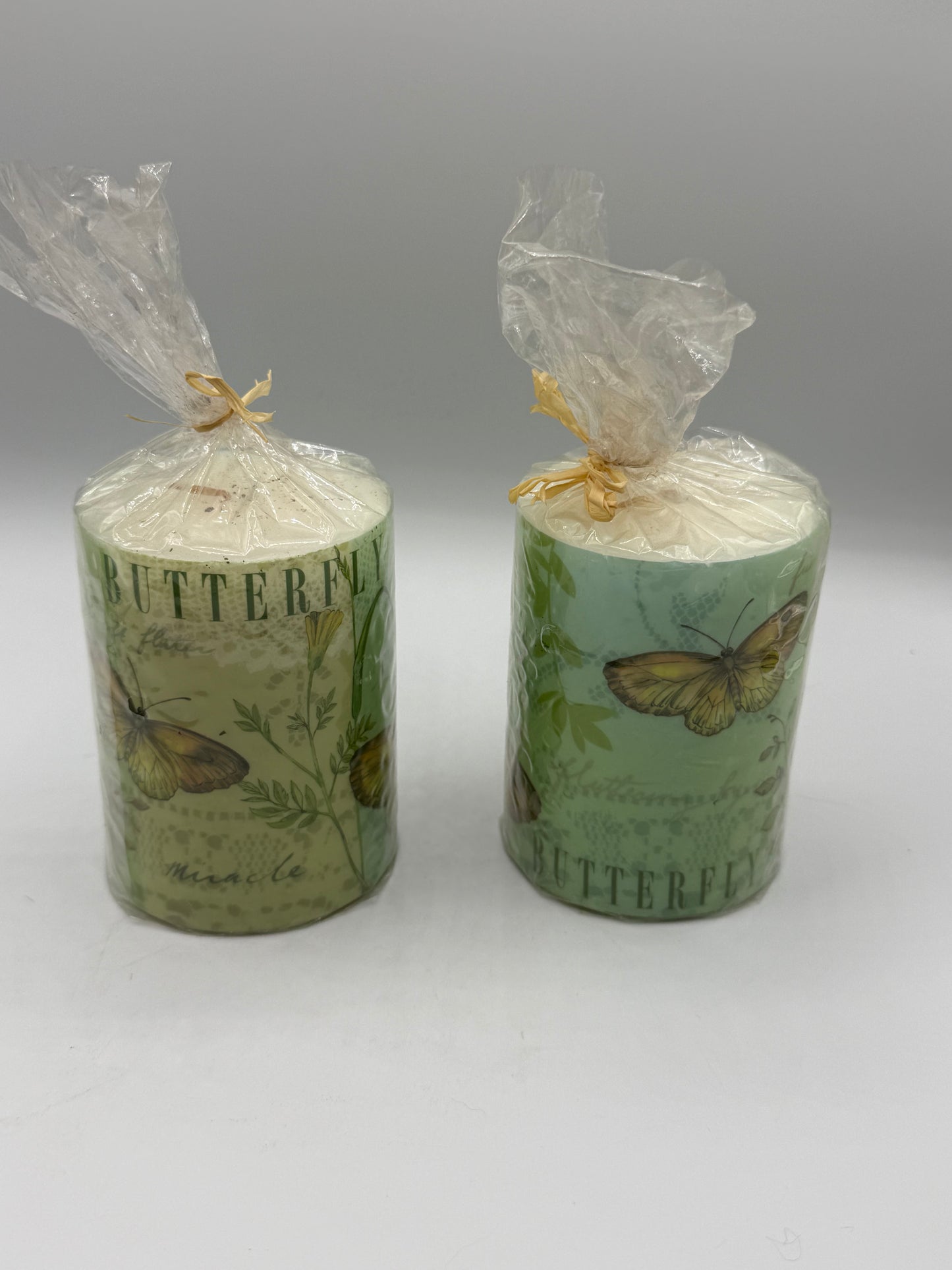 Set of Two Vintage Butterfly Candles