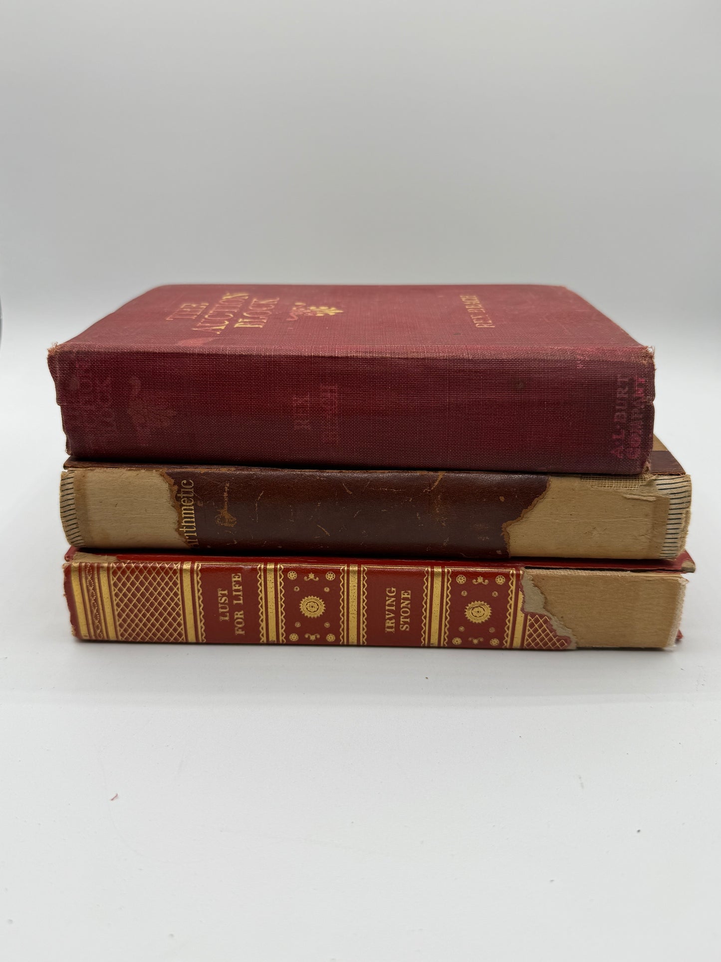 Set of 3 Vintage Burgundy books