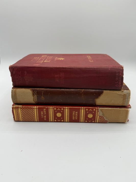 Set of 3 Vintage Burgundy books