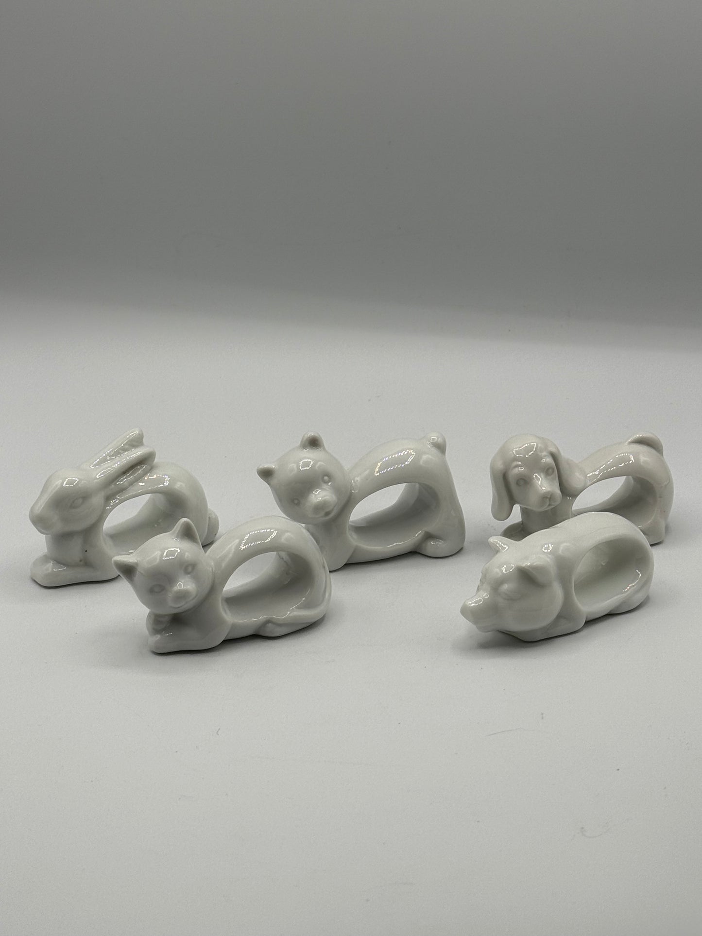 Set of 5 Farm Animal Ceramic Napkin Rings