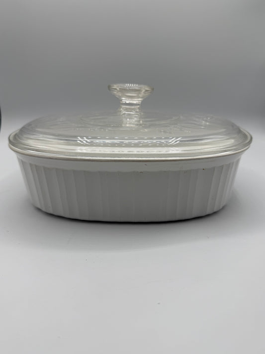Large White Casserole Dish with Lid