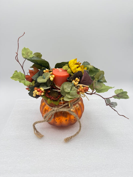 Glass Pumpkin Candle Stand