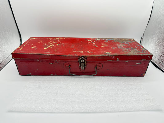 Vintage Red Metal Tool Box