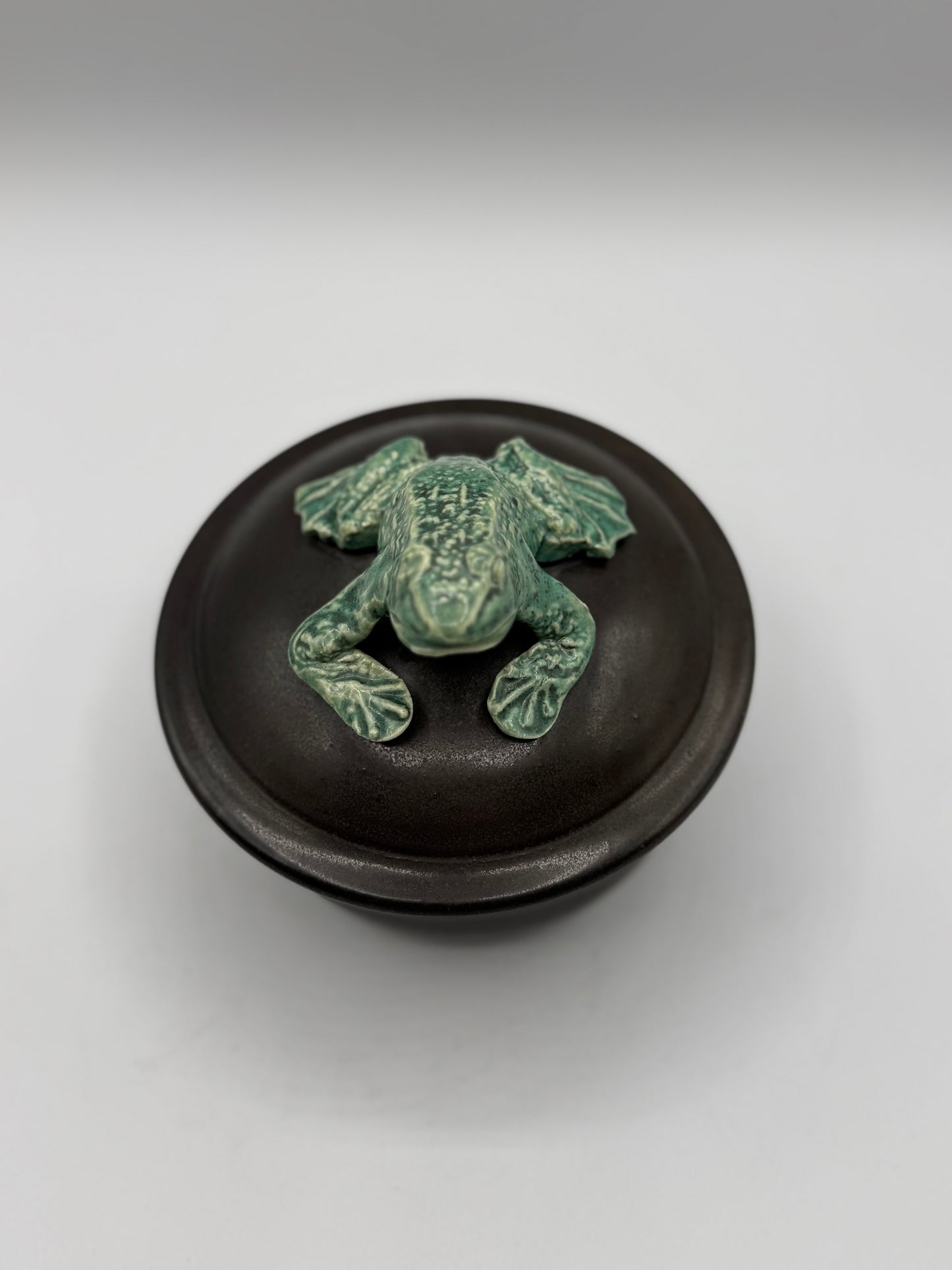 Frog Handmade Lidded Bowl by Crutchfield Pottery