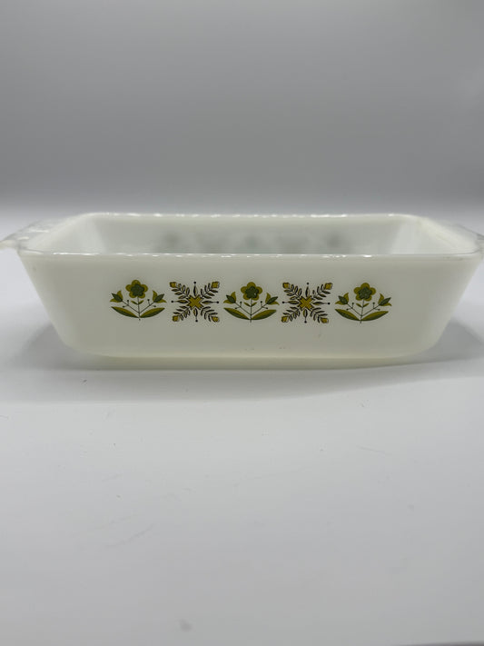 Vintage Anchor Hocking Green Meadow Casserole Dish