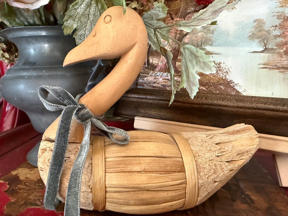 Wood & Corn Husk Duck