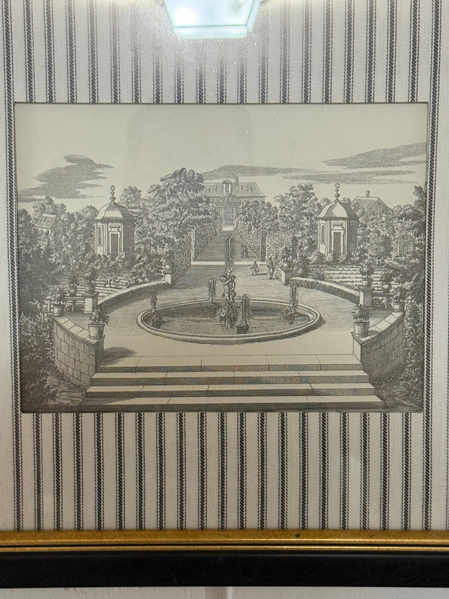 European Estates #2 Print with Ticking Stripe Mat