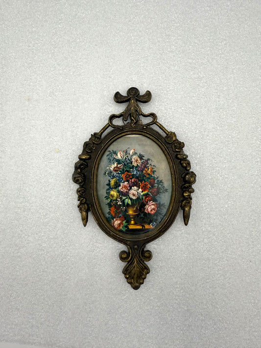 Vintage Italian Oval Frame with Floral Print