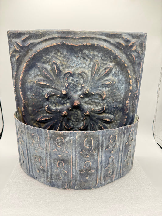 Vintage Tin Tile Wall Basket