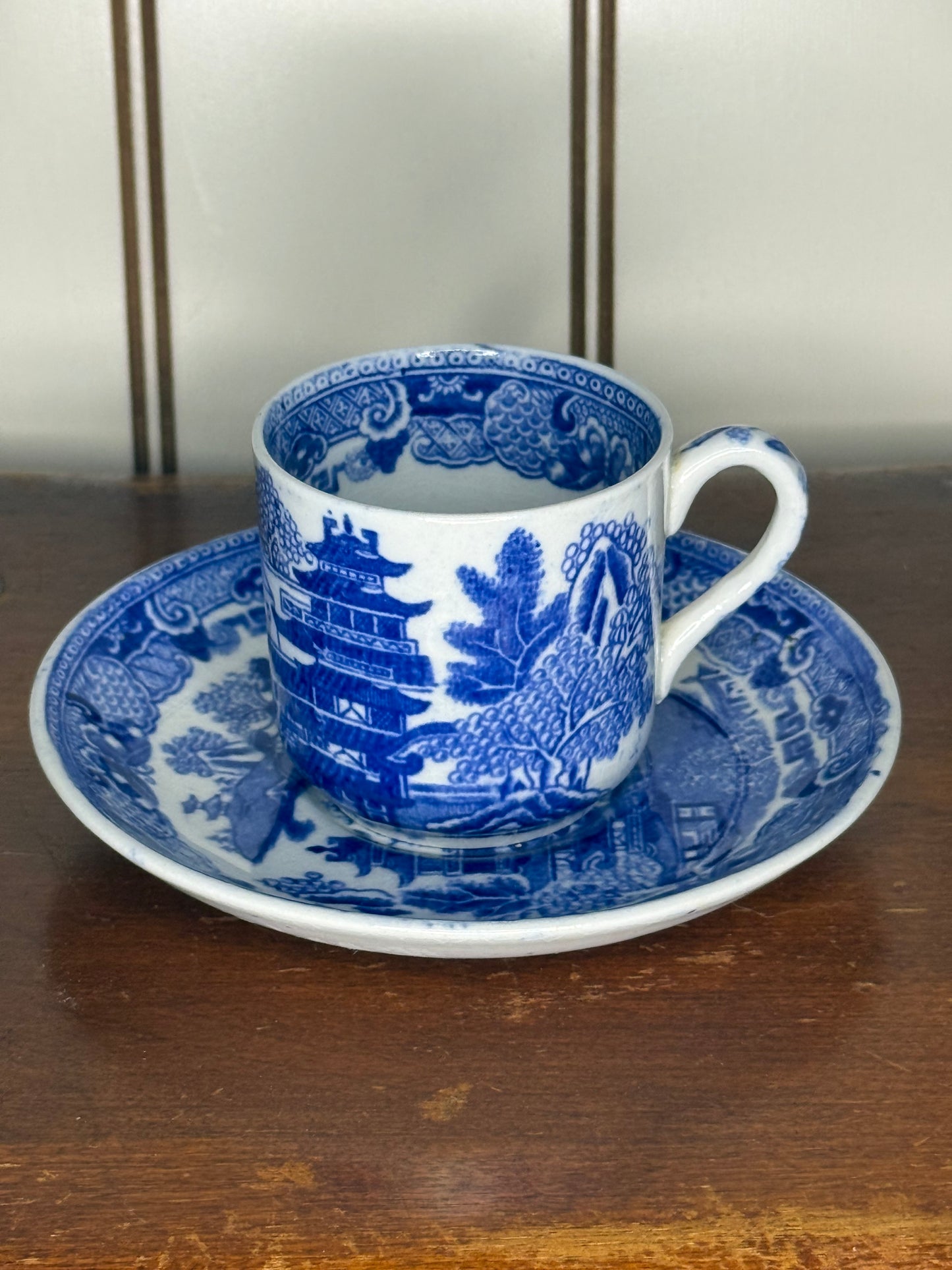 Small Blue & White China Cup and Saucer