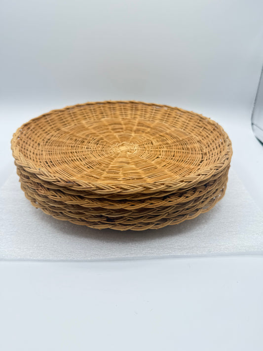 Set of 6 Wicker Paper Plate Holders