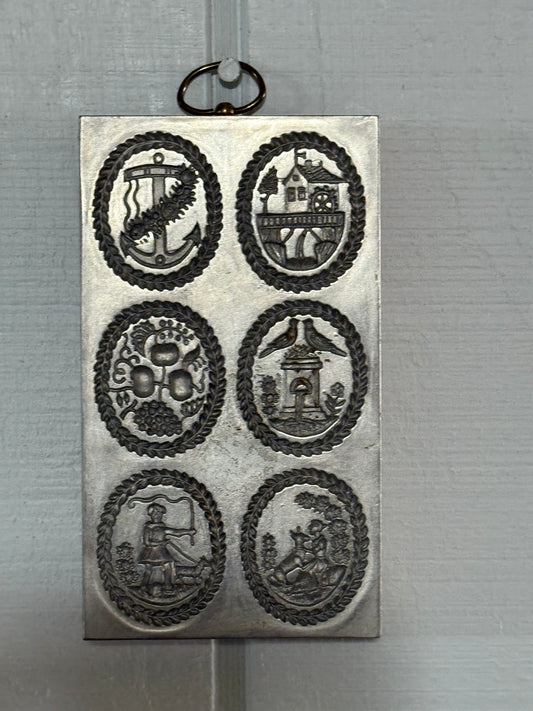 Vintage Springerle Metal And Wood Cookie Mold