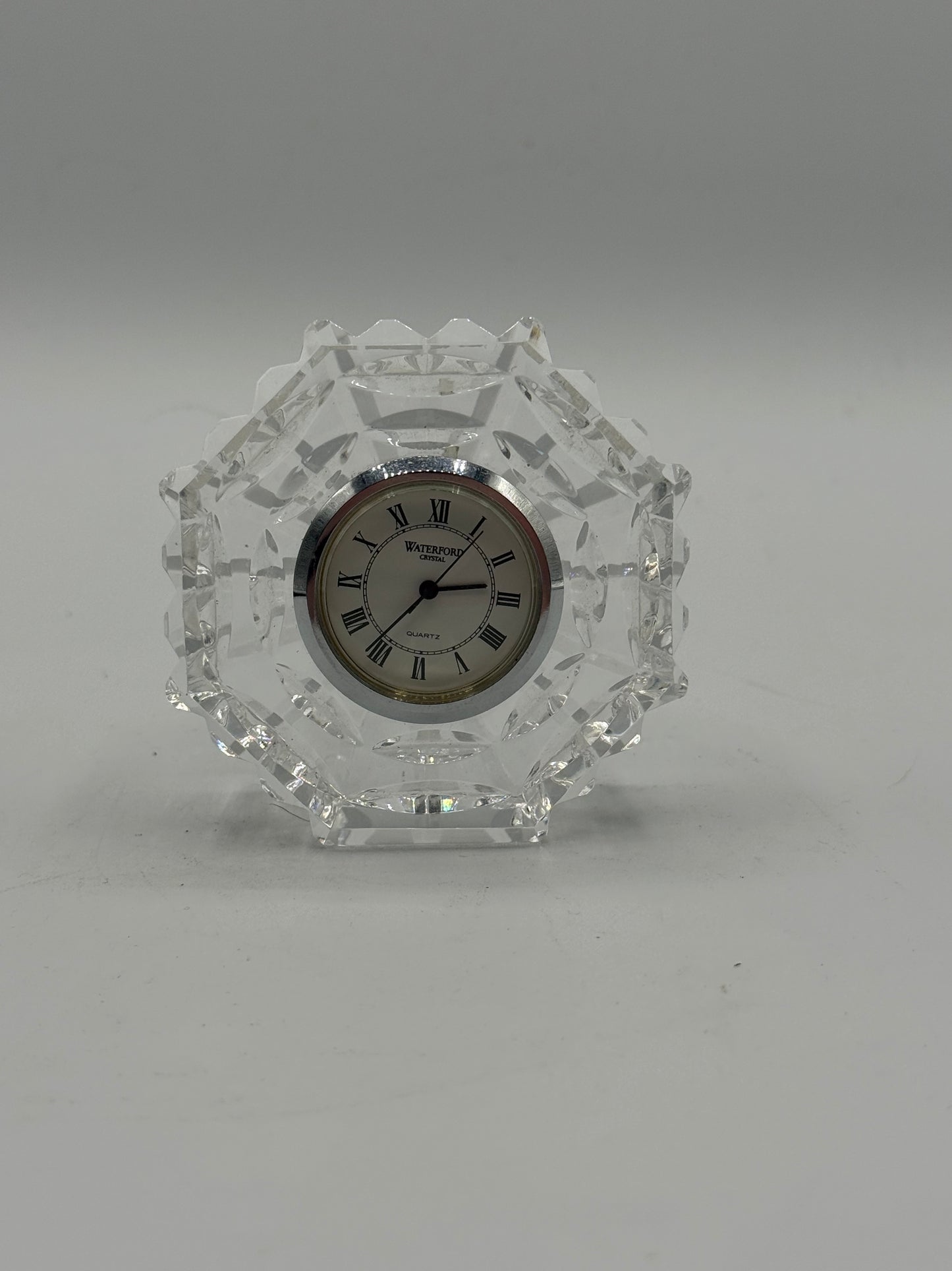 Waterford Crystal Octagon Desk Clock/Paperweight