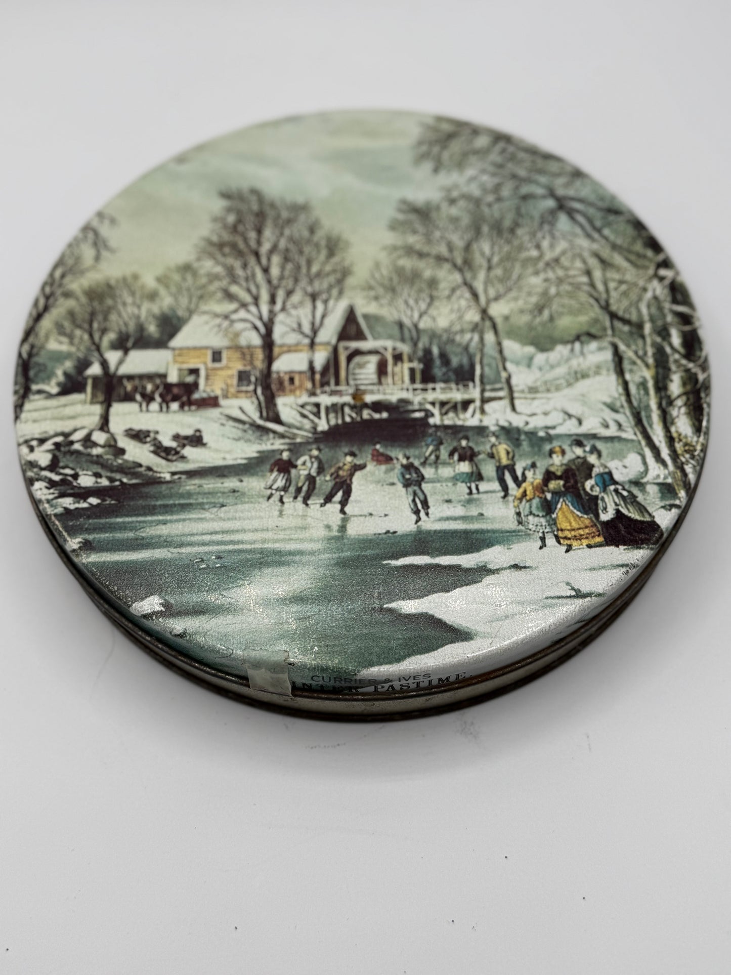 Vintage Currier & Ives “Winter Pastime” Cookie Tin