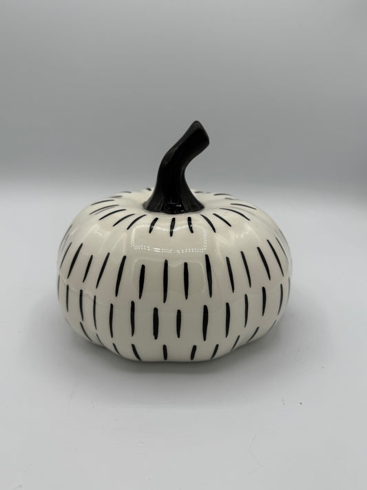 White & Black Ceramic Pumpkin