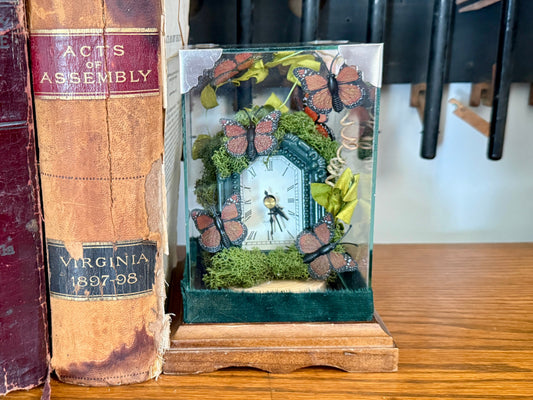 Butterfly Clock Under Cloche
