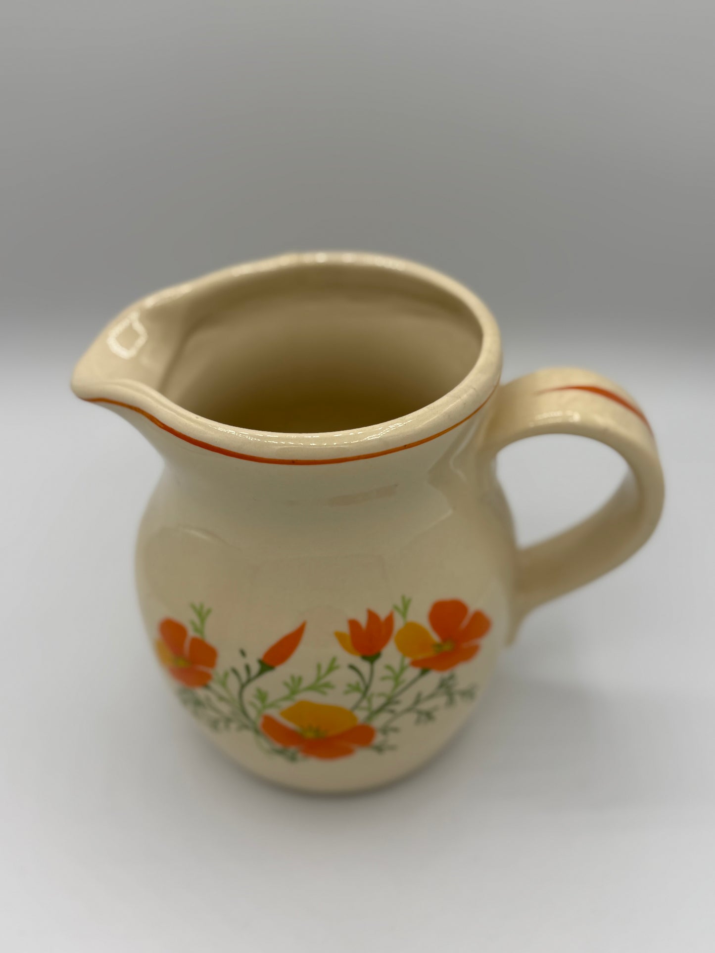 Vintage Orange Poppy Pitcher