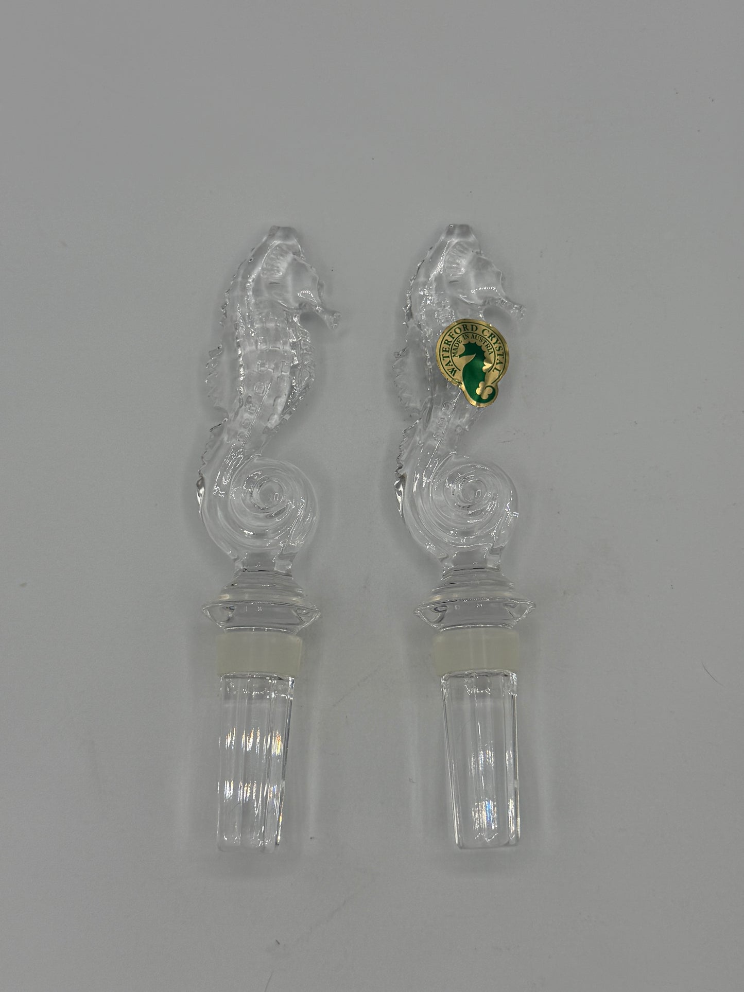 Set of Two Waterford Crystal Seahorse Decanter Stoppers
