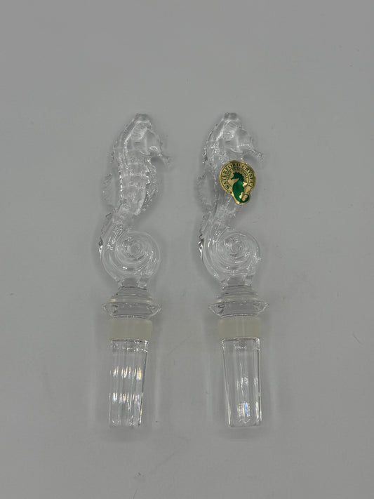 Set of Two Waterford Crystal Seahorse Decanter Stoppers