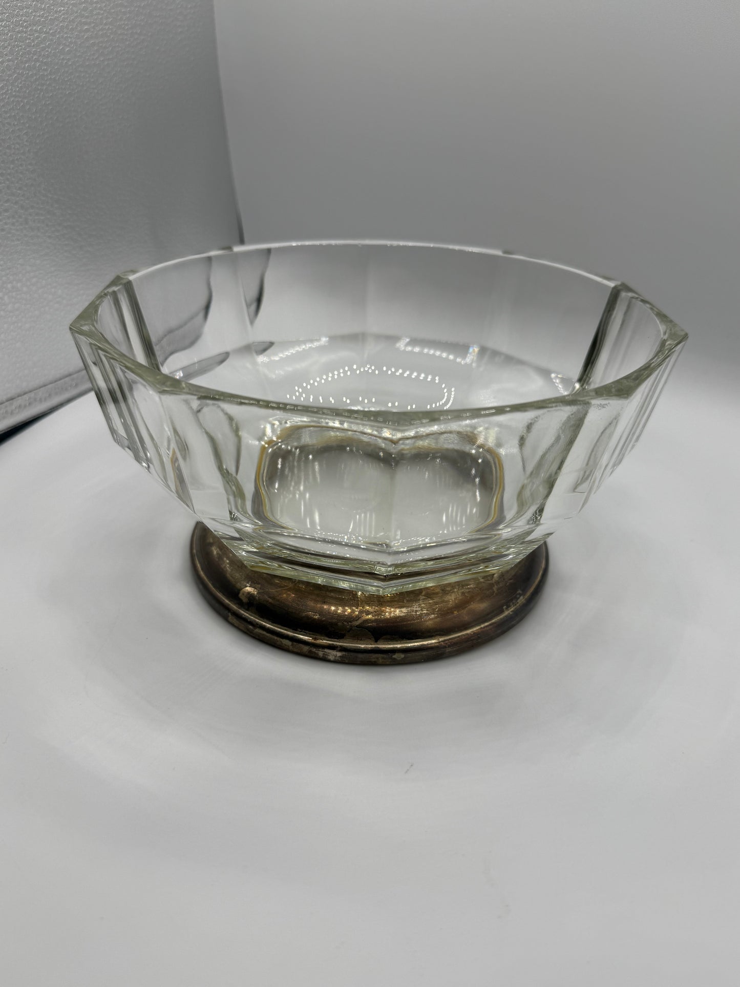Vintage Crystal Bowl with Silver Plated Base (Made in Italy)