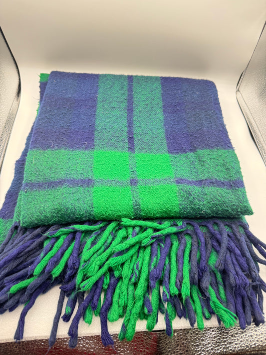 Vintage Wool Plaid Throw Blanket