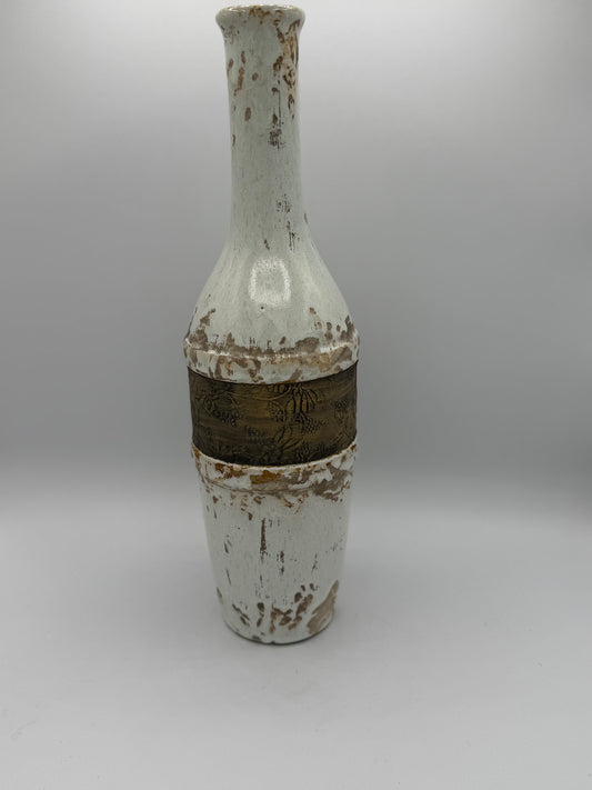 Ceramic Vase with Metal Embellishment