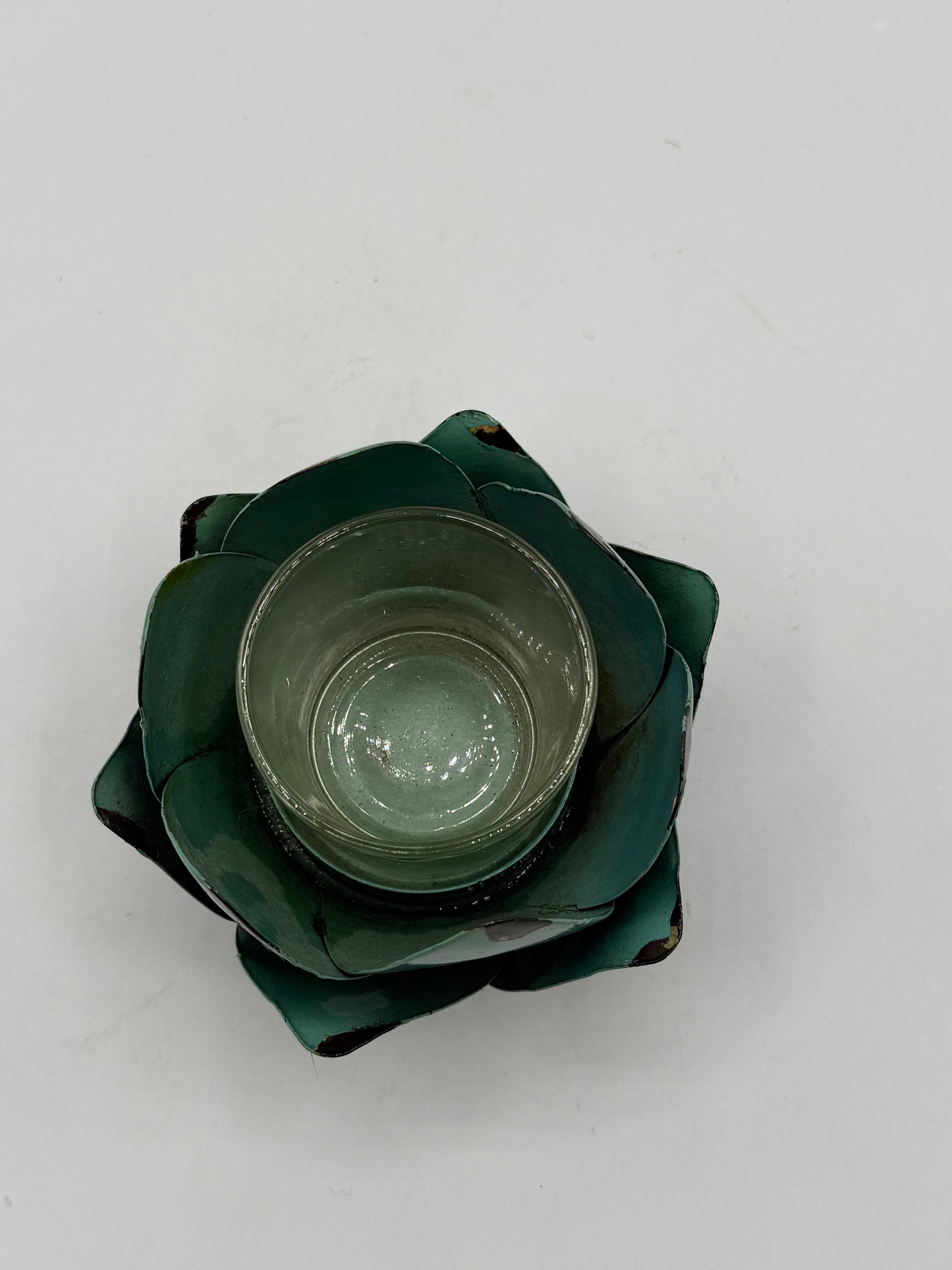 Green Metal Floral Votive Candleholder
