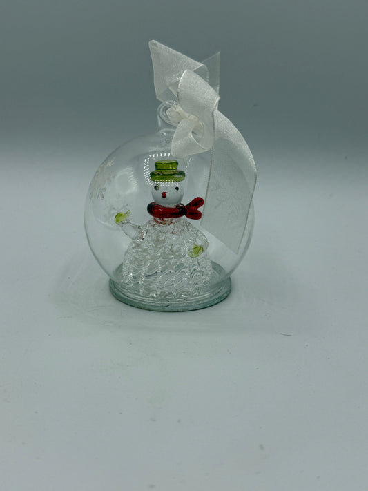 Snowman Glass Globe Ornament