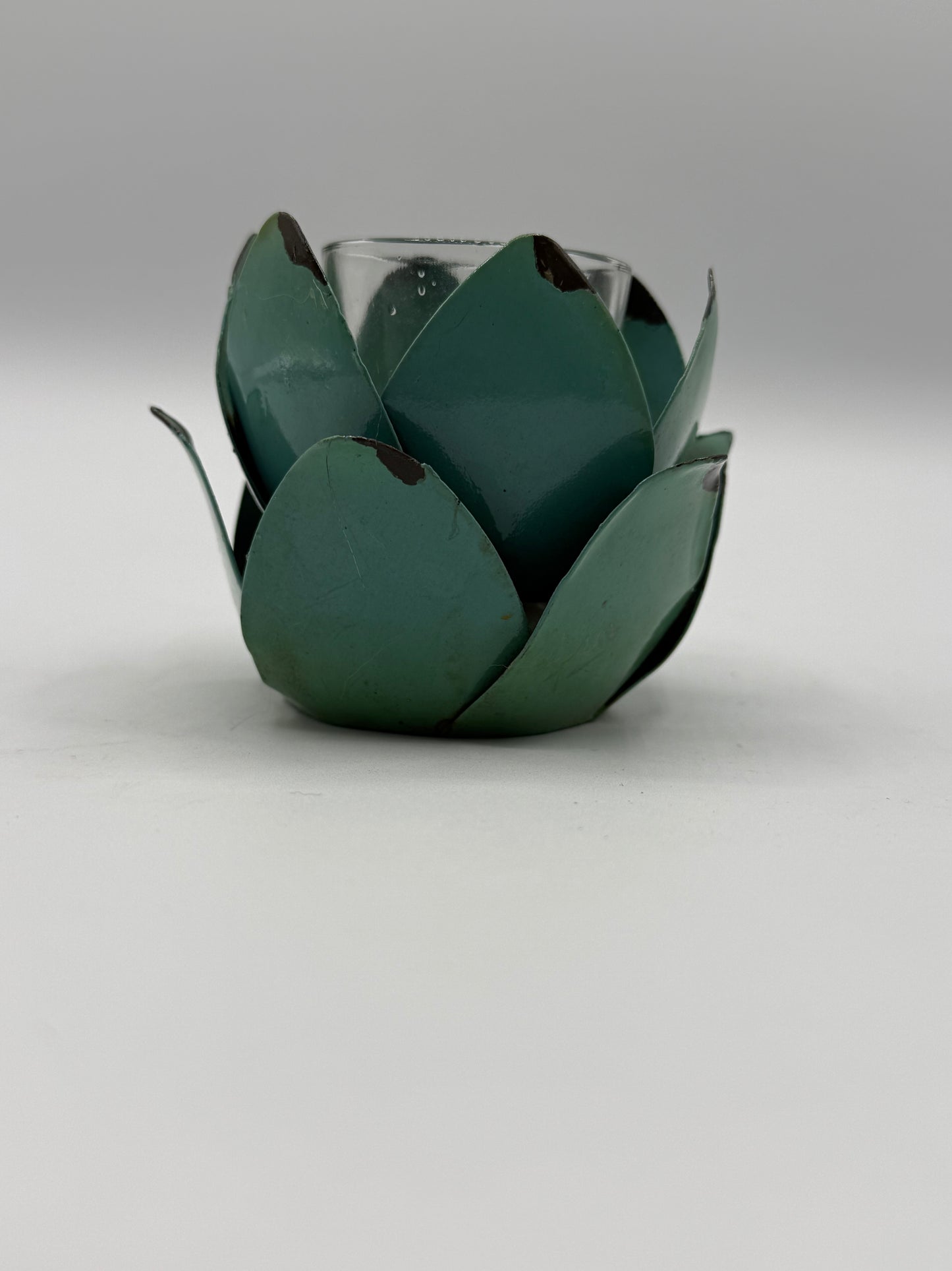 Green Metal Floral Votive Candleholder
