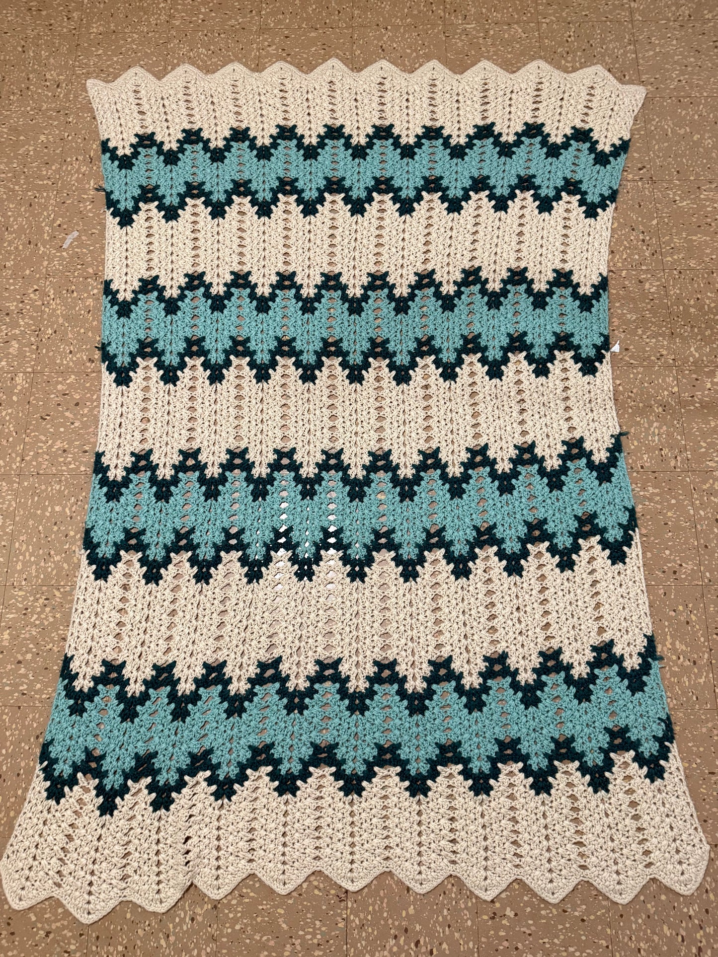 Vintage Blue & White Afghan