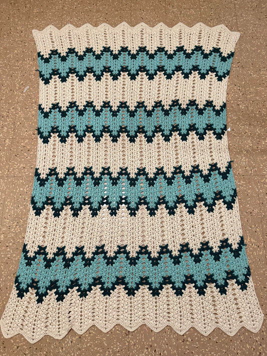 Vintage Blue & White Afghan