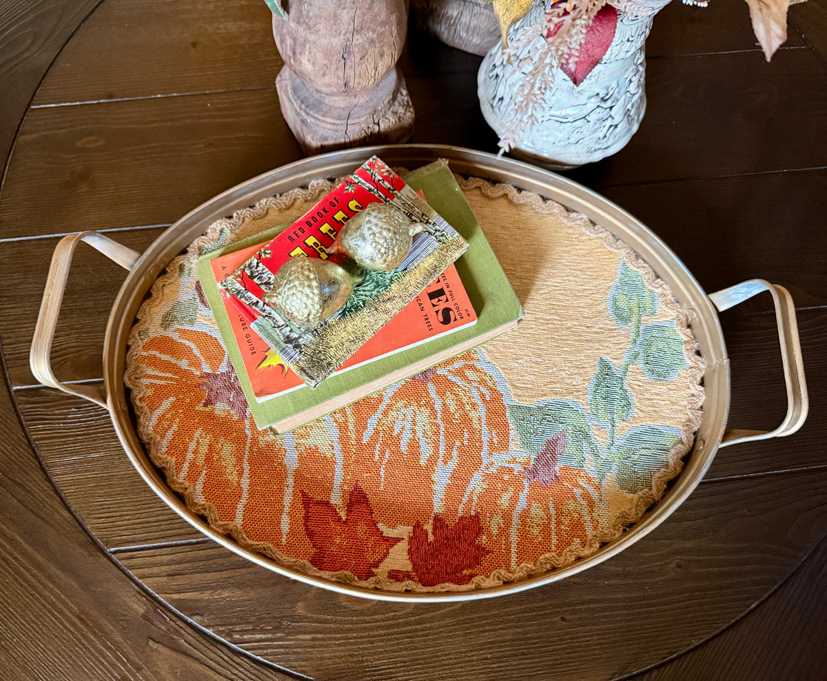 Pumpkin Tapestry Lined Gold Tray
