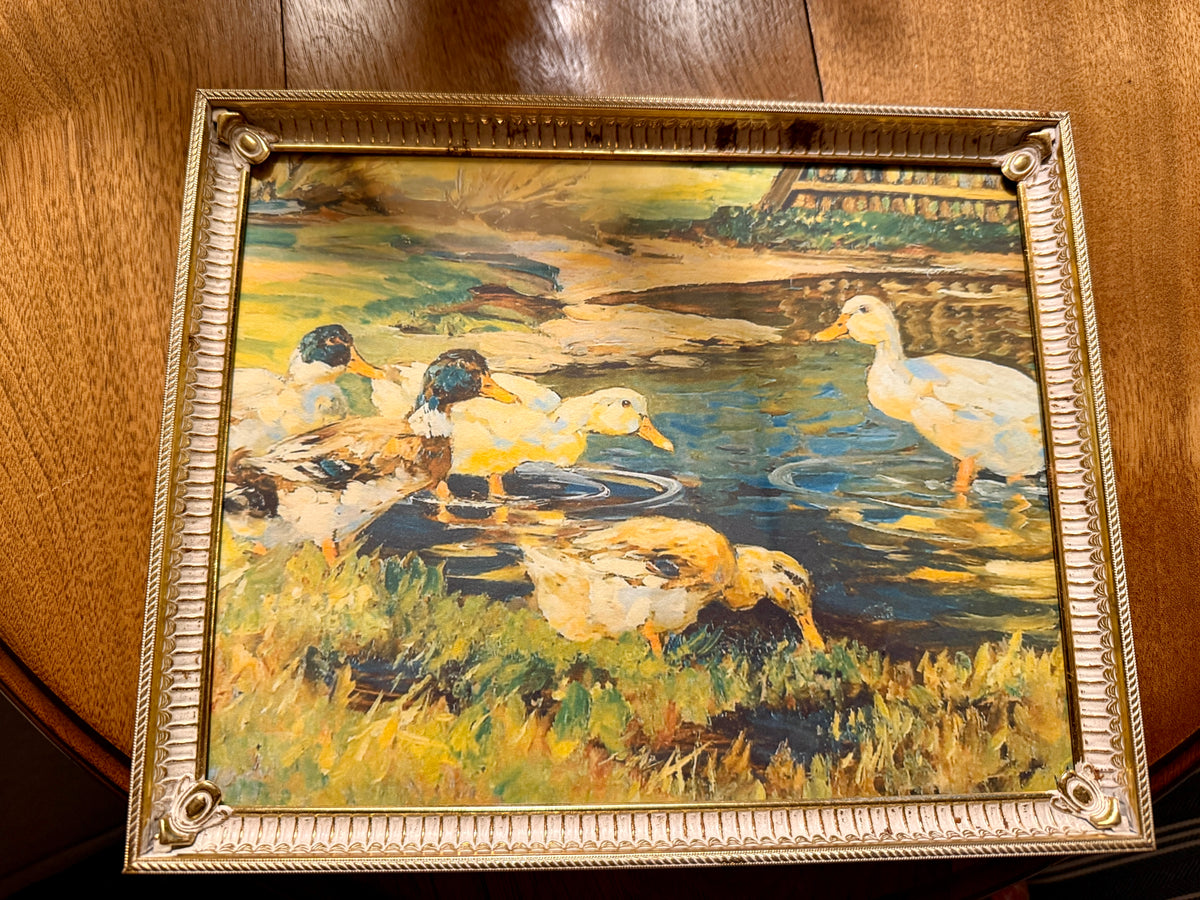 Duck Art in Vintage Metal Frame