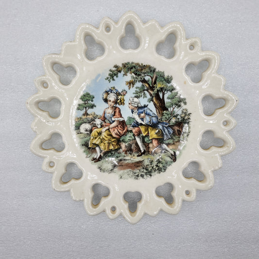 Vintage Plate Wall Decor with Scalloped Edge