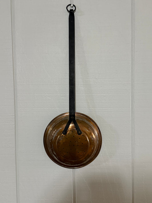 Antique Hammered Oversized Copper Ladle with Iron Handle