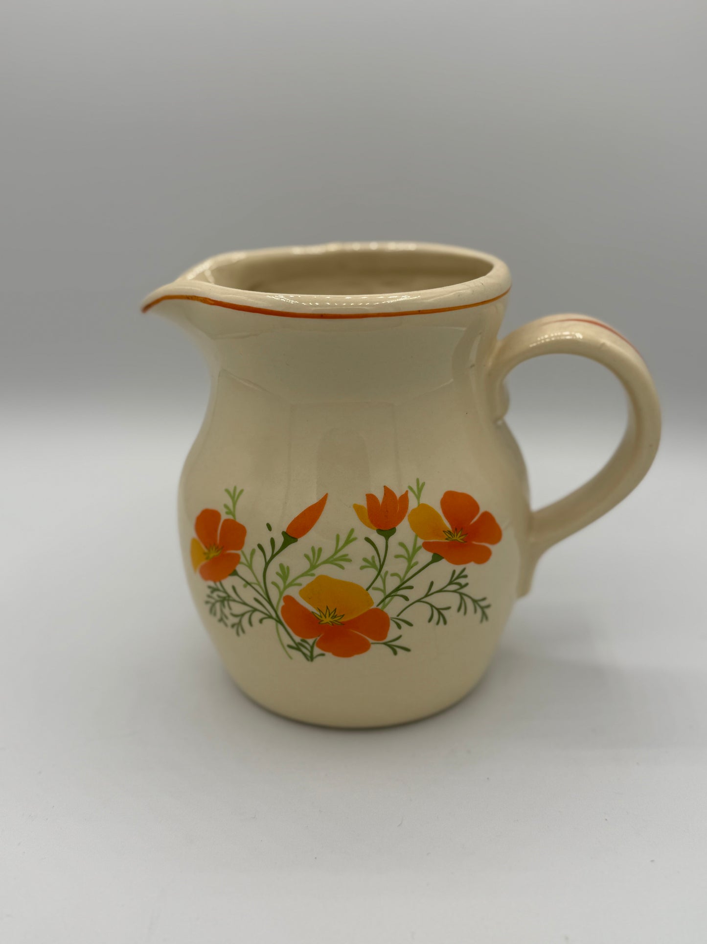 Vintage Orange Poppy Pitcher