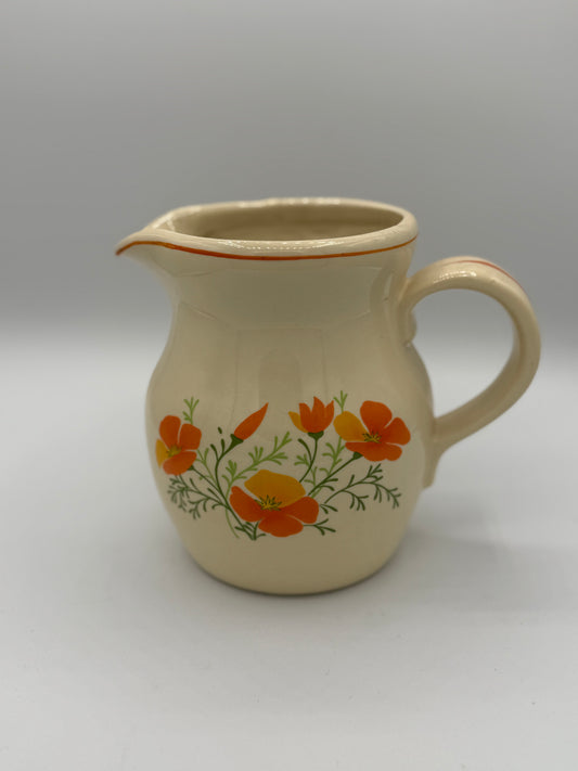 Vintage Orange Poppy Pitcher