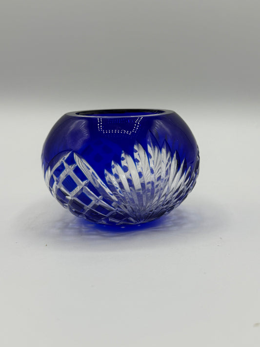 Cobalt Blue Cut to Clear Votive Candle Holder