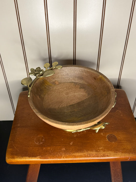 Wood and Metal Flower Bowl