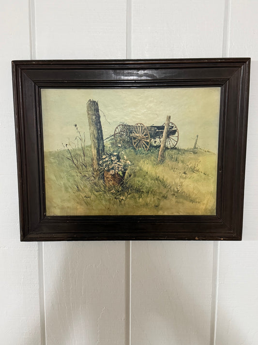 Vintage Rudy Nappi Lithograph Picture in Wood Frame