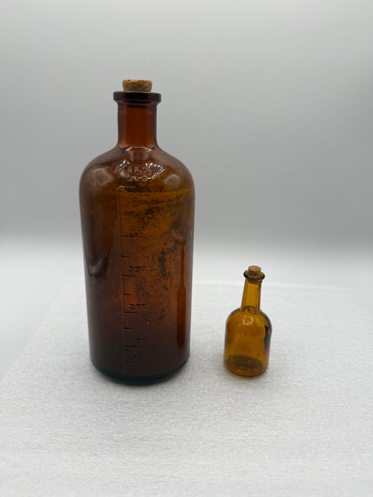 2-Piece Vintage Amber Bottles