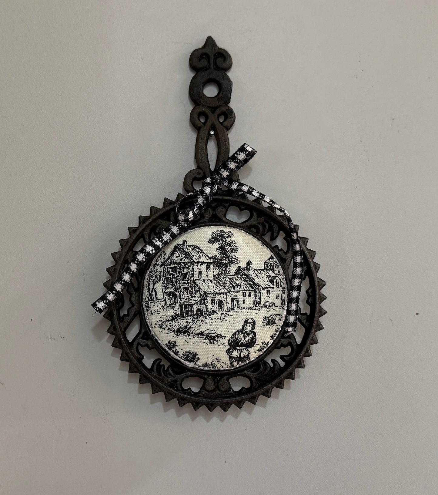 Fabric Embellished Cast Iron Trivet