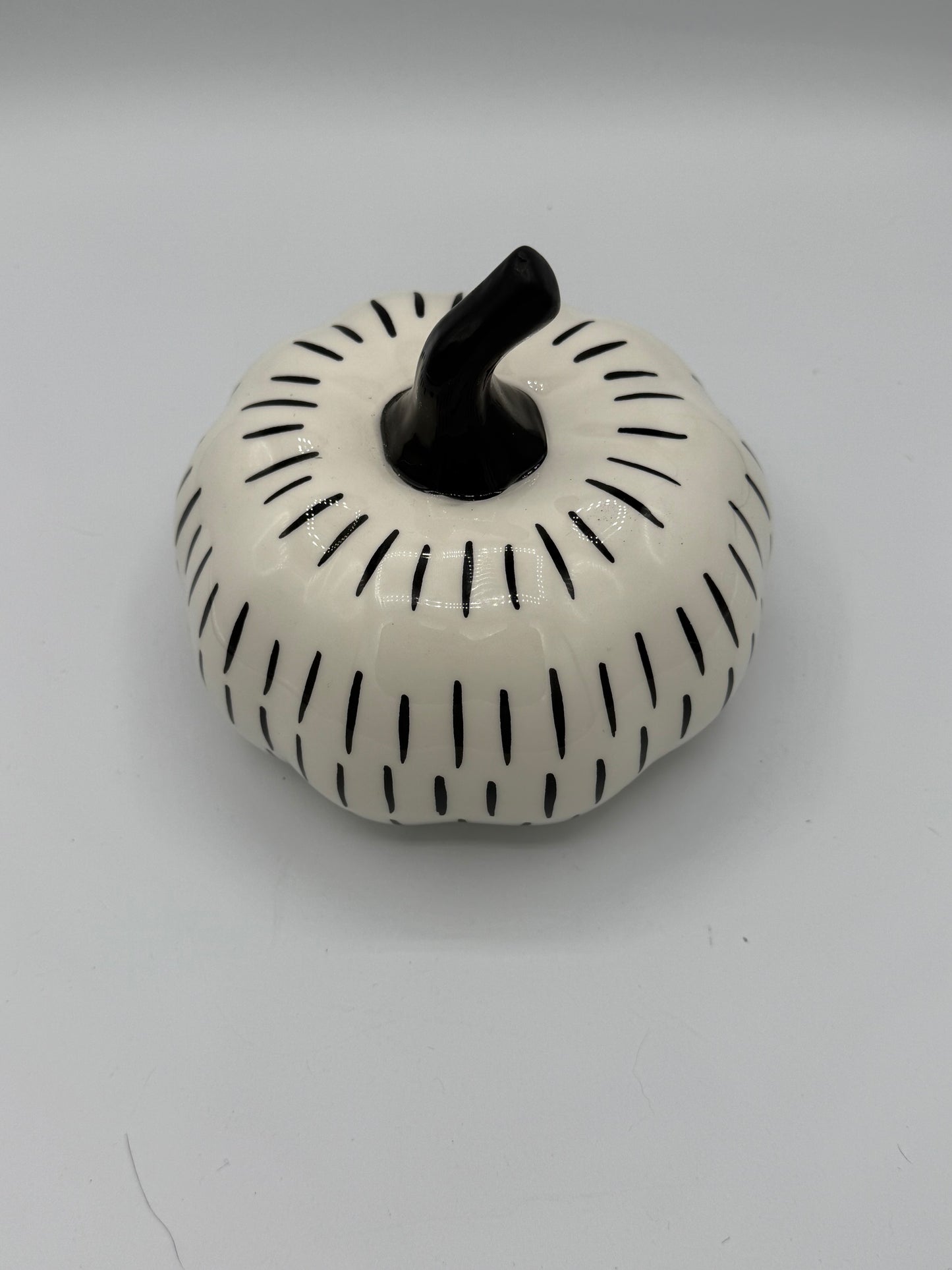 White & Black Ceramic Pumpkin
